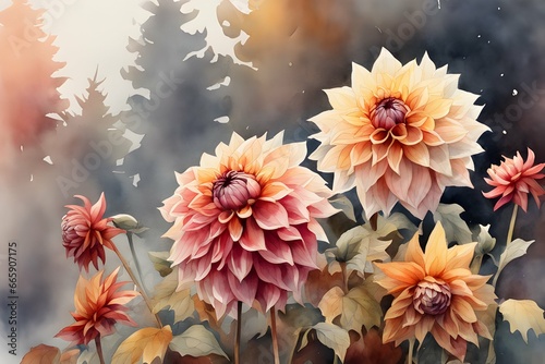 Wallpaper Mural Dalia flowers have bloomed. Generative AI Torontodigital.ca