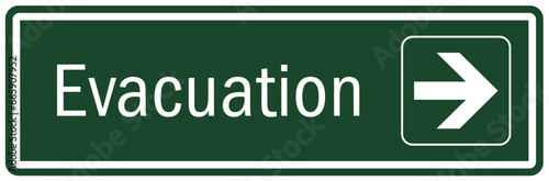 Arrow sign for emergency evacuation