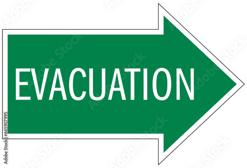 Arrow sign for emergency evacuation