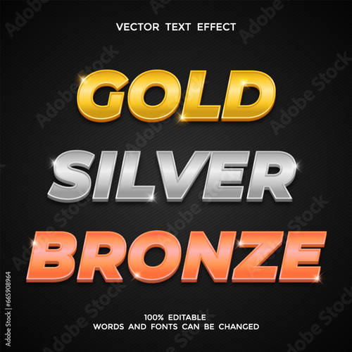 gold silver bronze editable 3d text effect