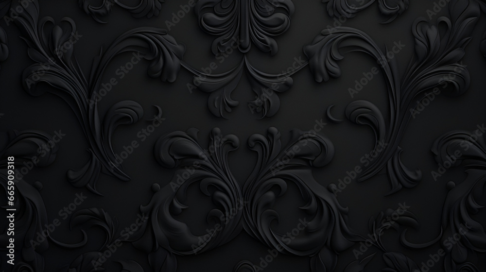 black floral background | generative ai - obrazy, fototapety, plakaty 