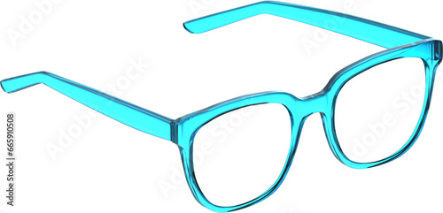 Digital png illustration of blue eyeglasses on transparent background