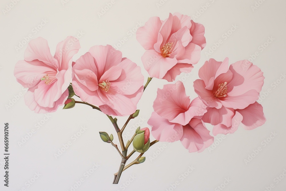 Pair of pink flowers. Generative AI