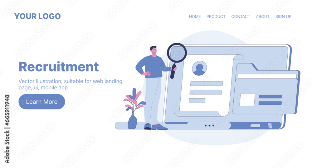 Recruitment. Web Landing Page Design. Flat Cartoon Vector Illustration. Recruitment. Web Landing Page Design. Flat Cartoon Vector Illustration.