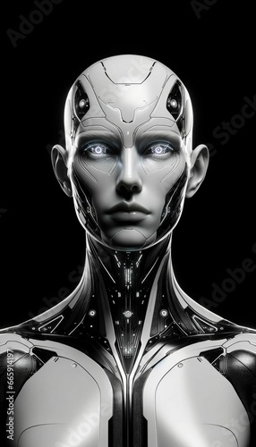 futuristic human portrait. Front view