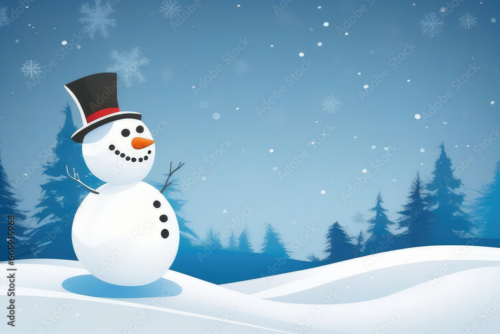 Snowman background with 3d falling snow Snowman background with 3d falling snow