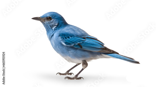 Side view, beautiful mountain bluebird isolated on transparent background.