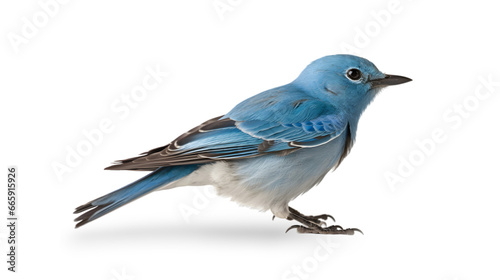 Side view, cute mountain bluebird isolated on transparent background. © Naige