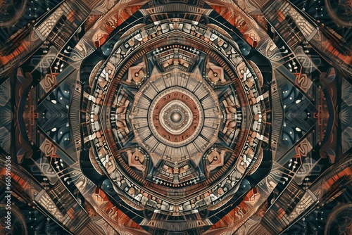 Intricate patterns with geometric symmetry. Generative AI