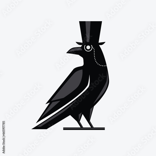 black crow wearing hat vector