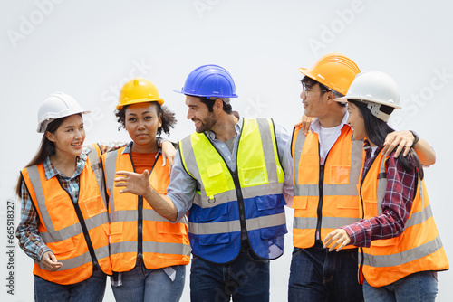 Wallpaper Mural Diverse team of experts Inspect construction sites, commercial and industrial buildings, real estate projects with civil engineers. Investors and workers in isolated on white background Torontodigital.ca
