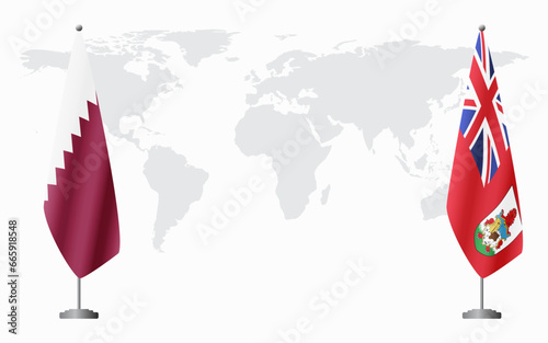  Qatar and Bermuda flags for official meeting