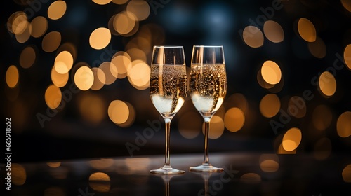 A toast to celebration with two glasses of sparkling champagne
