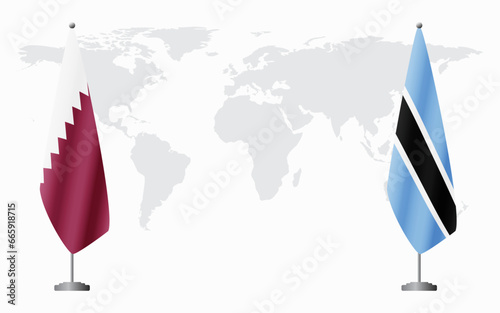  Qatar and Botswana flags for official meeting