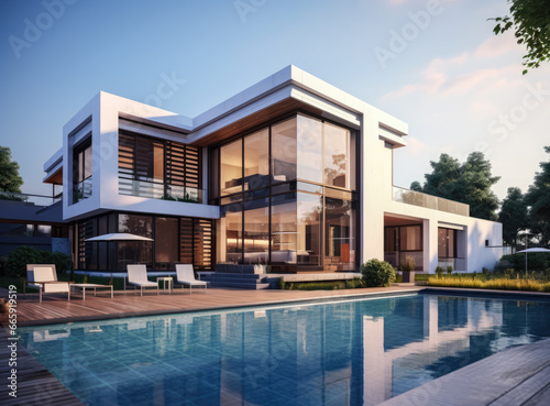 Modern luxury home with swimming pool © JuanM