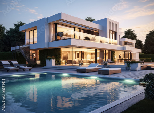 Modern luxury home with swimming pool © JuanM