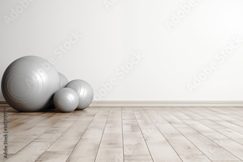 Modern White Gym Equipment with empty space for mockup