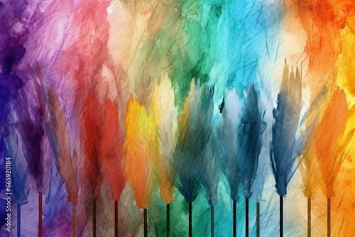 Artistic watercolor brush strokes in different color backgrounds. Generative AI