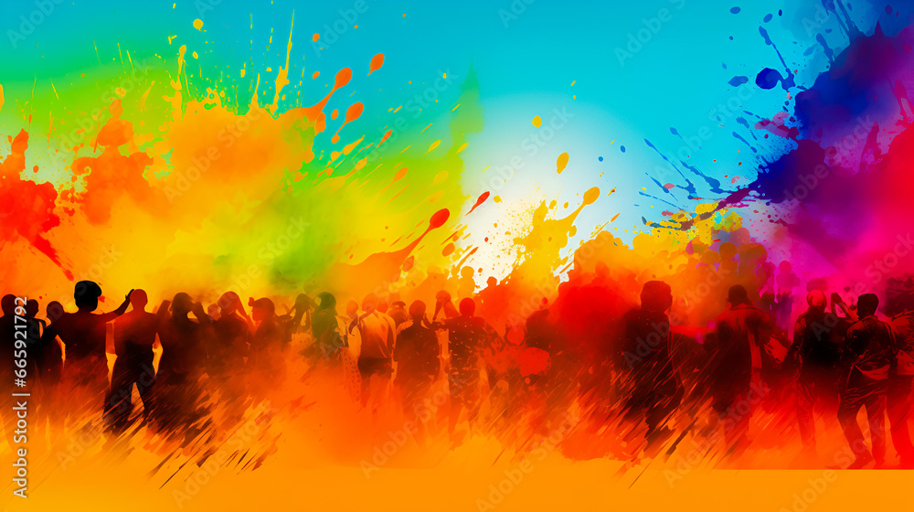 Festival of colors Holi, background with colorful splashes