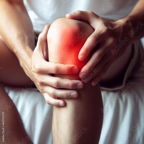 Knee Pain Concept, 
Highlighted Joint Discomfort, 
Painful Knee Highlight