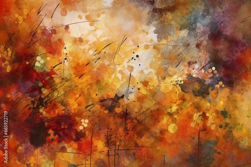 An abstract artwork with autumn-themed elements and colors. Generative AI