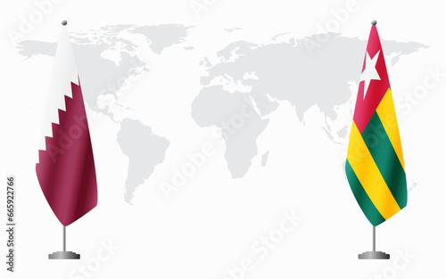  Qatar and Togo flags for official meeting