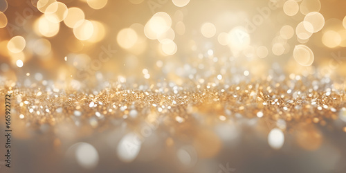 Brown Celebration ,Christmas Light Background ,Gold glitters background. shimmering blur spot lights Bokeh Shiny gold light background generative ai