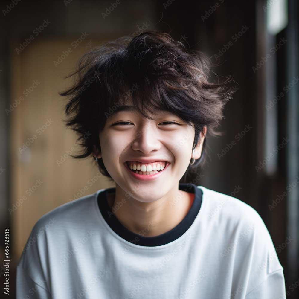 Perfect white teeth smile of a young asian woman, close up Perfect white teeth smile of a young asian woman, close up
