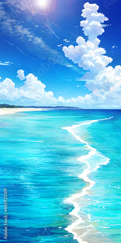 An illustration of the blue sky and sea © lee