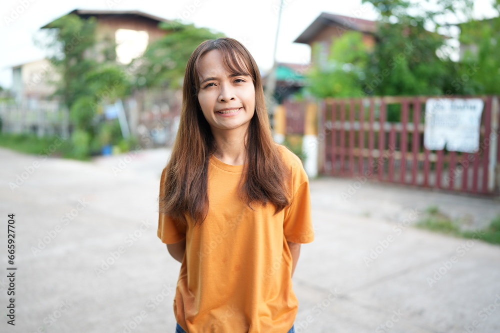 happy asian woman In the village where they live happy asian woman In the village where they live