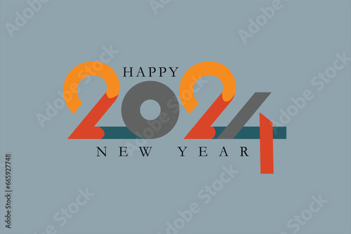 Happy new year 2024 design. With colorful truncated number illustrations. Premium vector design for poster, banner, greeting and new year 2024 celebration