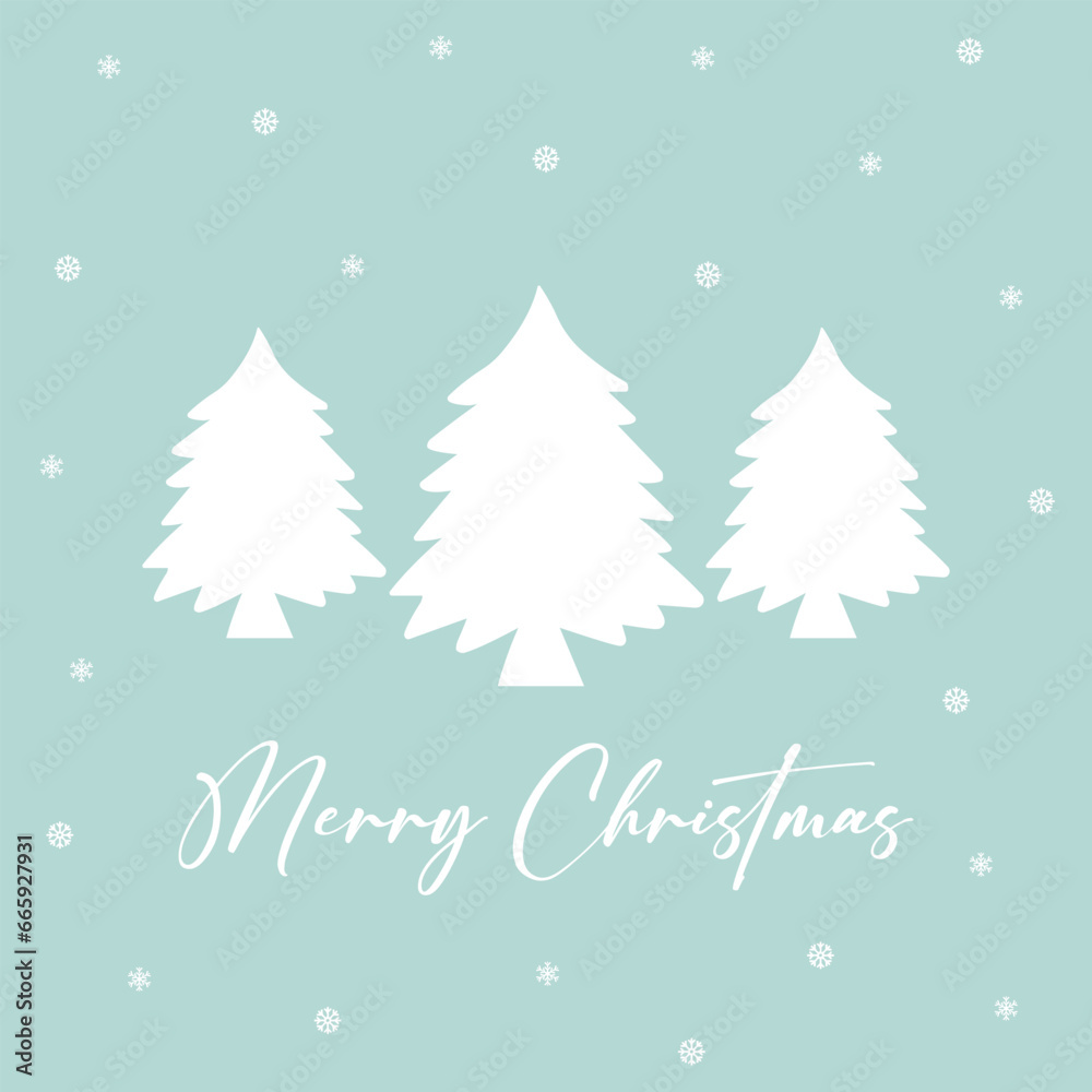 vector merry christmas with xmas tree on blue background