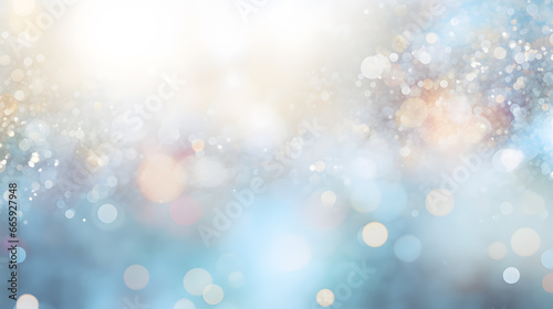 Christmas background with bokeh defocused lights and snowflakes © wing