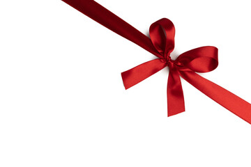 Red ribbon bow isolated on white
