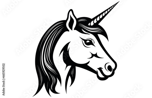 Fototapeta Naklejka Na Ścianę i Meble -  Unicorn - Outline Icon - Pixel Perfect, Vector cute unicorn icon isolated, cartoon, illustration.
