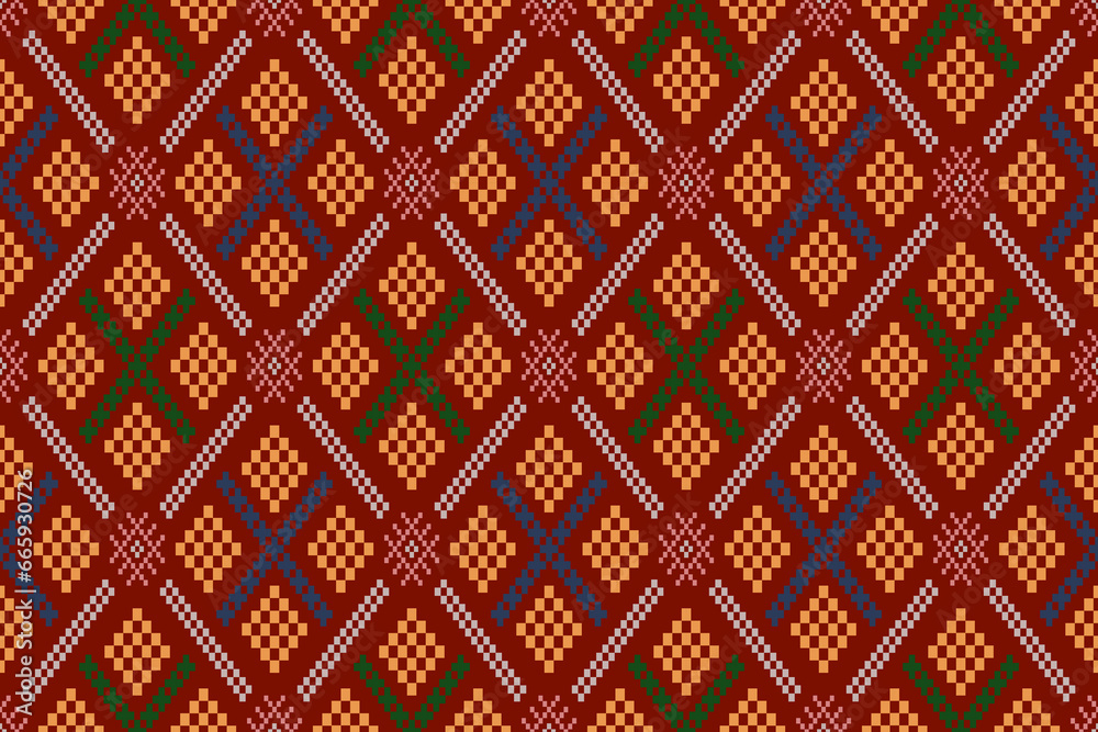 Title	
Red traditional ethnic pattern paisley flower Ikat background abstract Aztec African Indonesian Indian seamless pattern for fabric print cloth dress carpet curtains and sarong