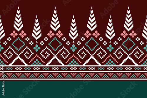 Cross stitch colorful geometric traditional ethnic pattern Ikat seamless pattern abstract design for fabric print cloth dress carpet curtains and sarong Aztec African Indian Indonesian