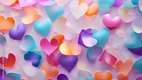Studio shot of colorful paper hearts background