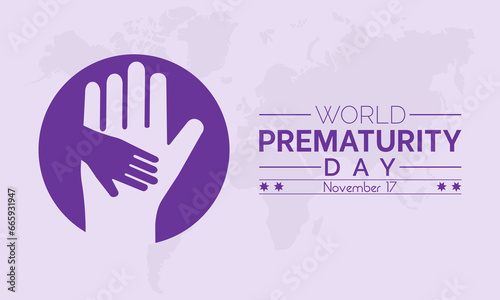 World Prematurity Day Vector Illustration with Tiny Newborn and Caring Hands. Vector template for background, banner, card, poster design.