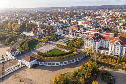 View from the drone on the city of Sopot