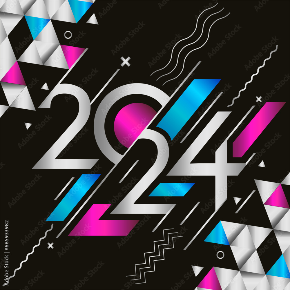 2024 new year banner with silver black background. happy new year greeting card cover with shiny, silver color waves lines light triangles. Premium Elite royal elegant 2024 design pink blue. Vector. 2024 new year banner with silver black background. happy new year greeting card cover with shiny, silver color waves lines light triangles. Premium Elite royal elegant 2024 design pink blue. Vector.