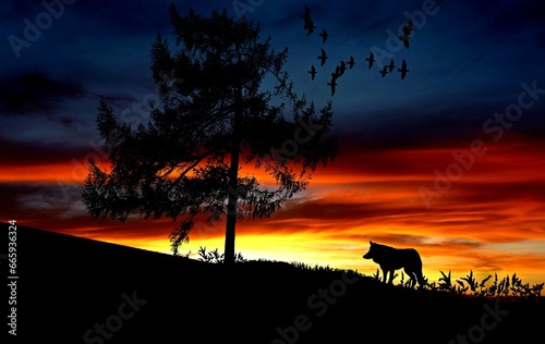 horse at sunset