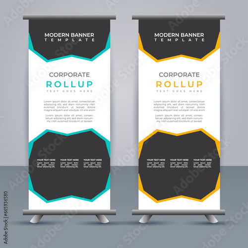 Abstract vector business roll up display standee design for presentation purpose