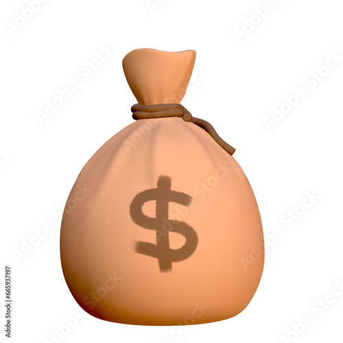 3d isolated money bag 