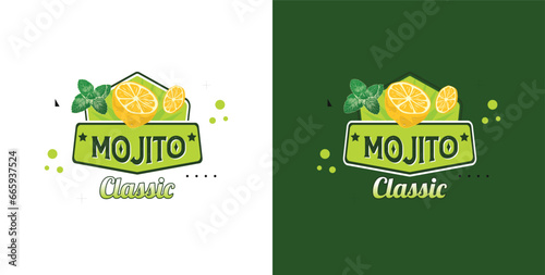 Mojito drink Logo design Lemon Peppermint drink Logo, cocktail Logo design. Soda can vector, Energy drink mocktail, soft drink Logo template editable vector mojito design