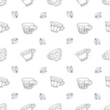 Seamless vector mug pattern in doodle style.