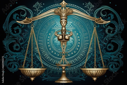 Zodiac Libra Symbol Libra is Space attribute of justice, balance and equilibrium photo