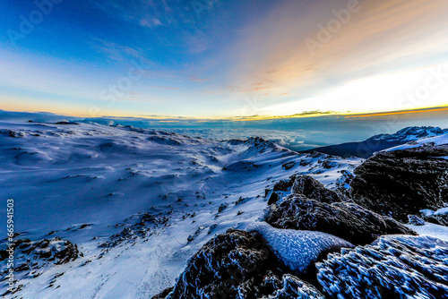 Kilimanjaro summit in the cold morning at 6am