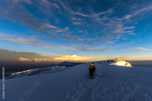 Kilimanjaro summit in the cold morning at 6am