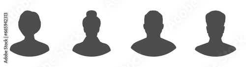 Default anonymous user portrait vector illustration flat vector designs set. Trendy user portrait silhouettes